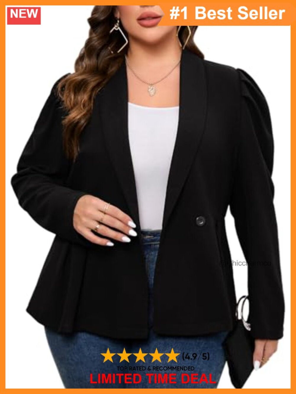 Plus Size Double Breasted Blazer Women's Business Casual Work Jacket
